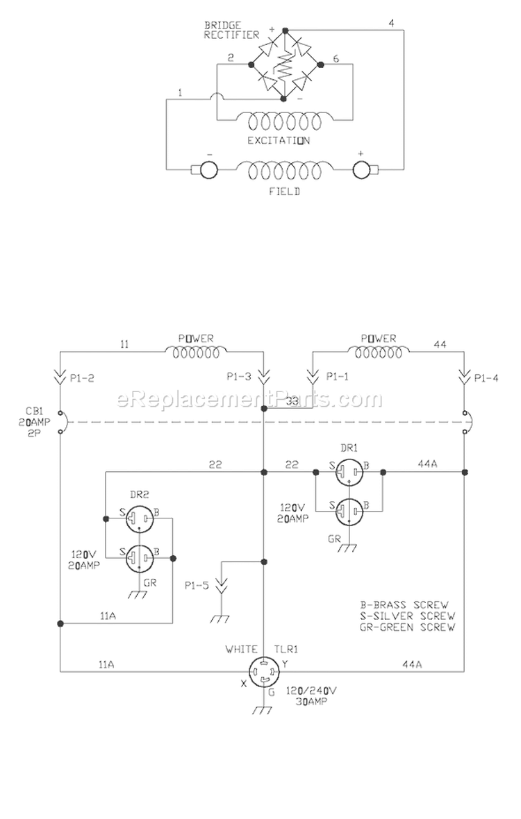 Page D Diagram and Parts List for 1655-3  Briggs and Stratton Generator